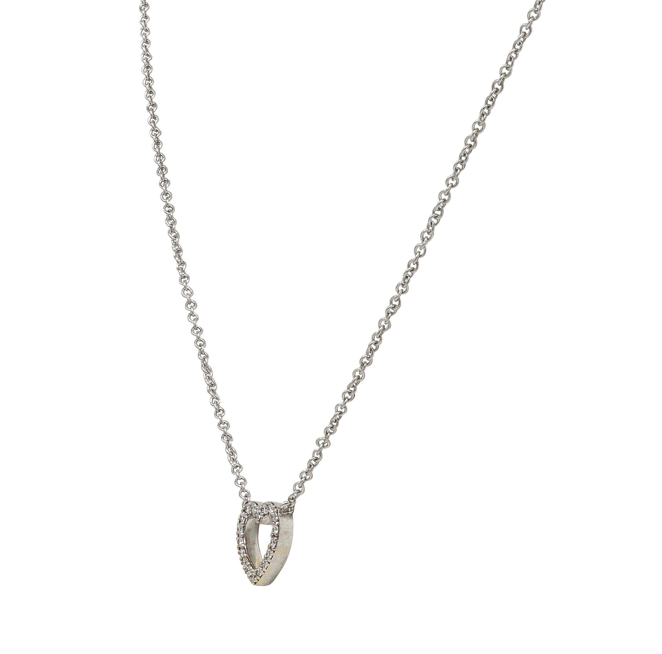Taglio brillante Tiffany & Co. 2000 Collana con diamanti in oro bianco 18 carati a forma di cuore in vendita