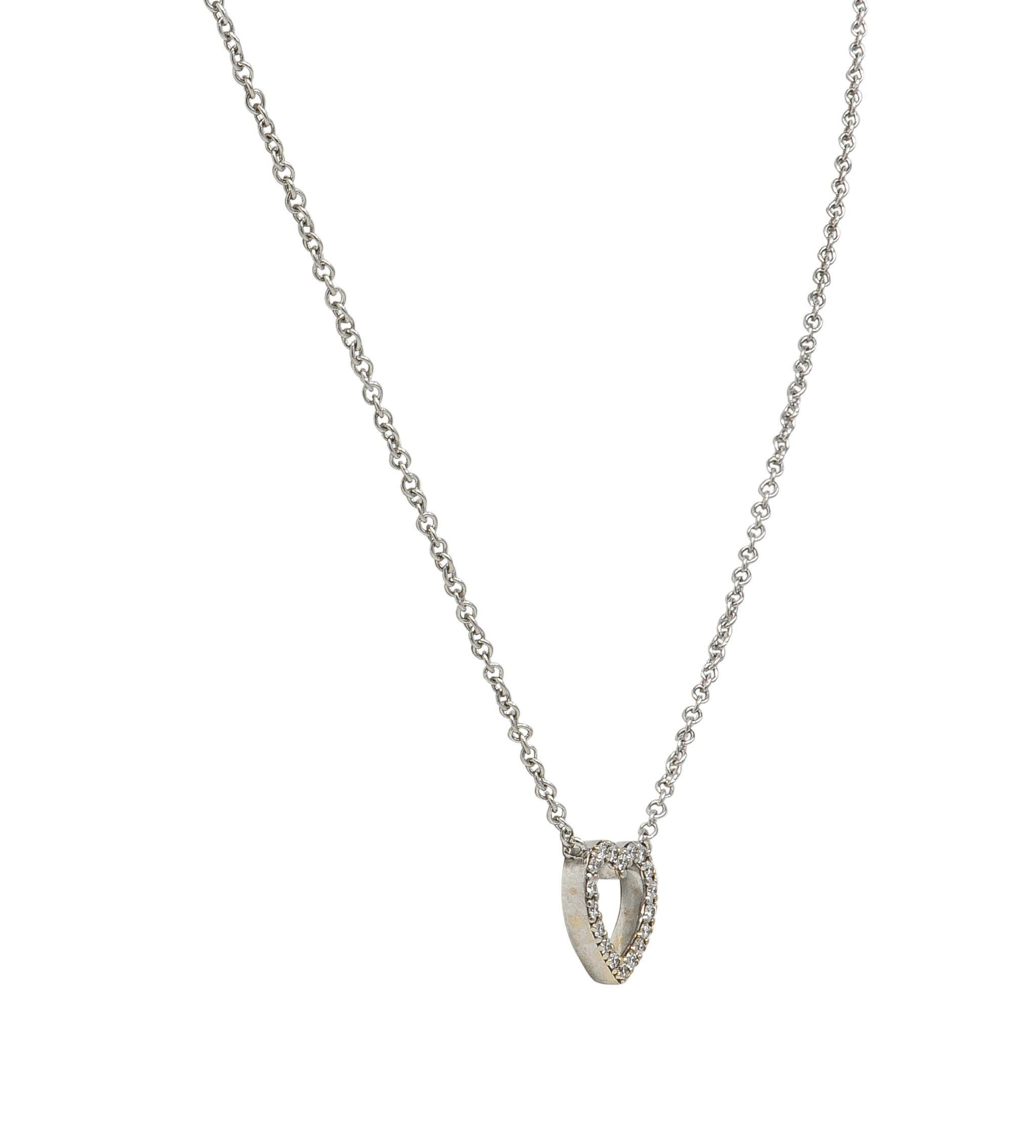 da uomo o donna Tiffany & Co. 2000 Collana con diamanti in oro bianco 18 carati a forma di cuore in vendita