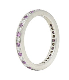 Tiffany & Co. 2000's Diamond Pink Sapphire Platinum Legacy Eternity Band Ring