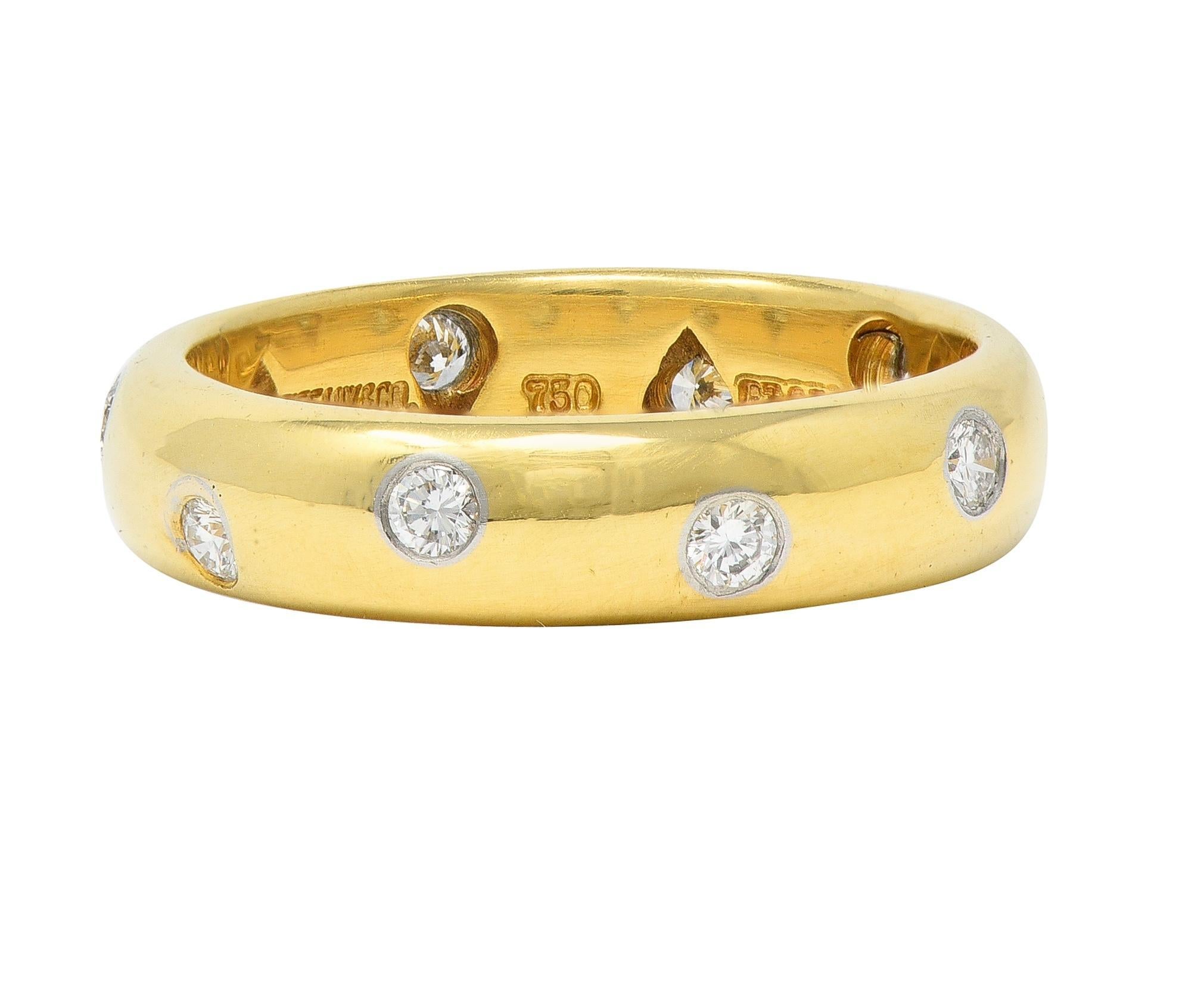 Brilliant Cut Tiffany & Co. 2000's Diamond Platinum 18 Karat Gold Etoile Band Ring