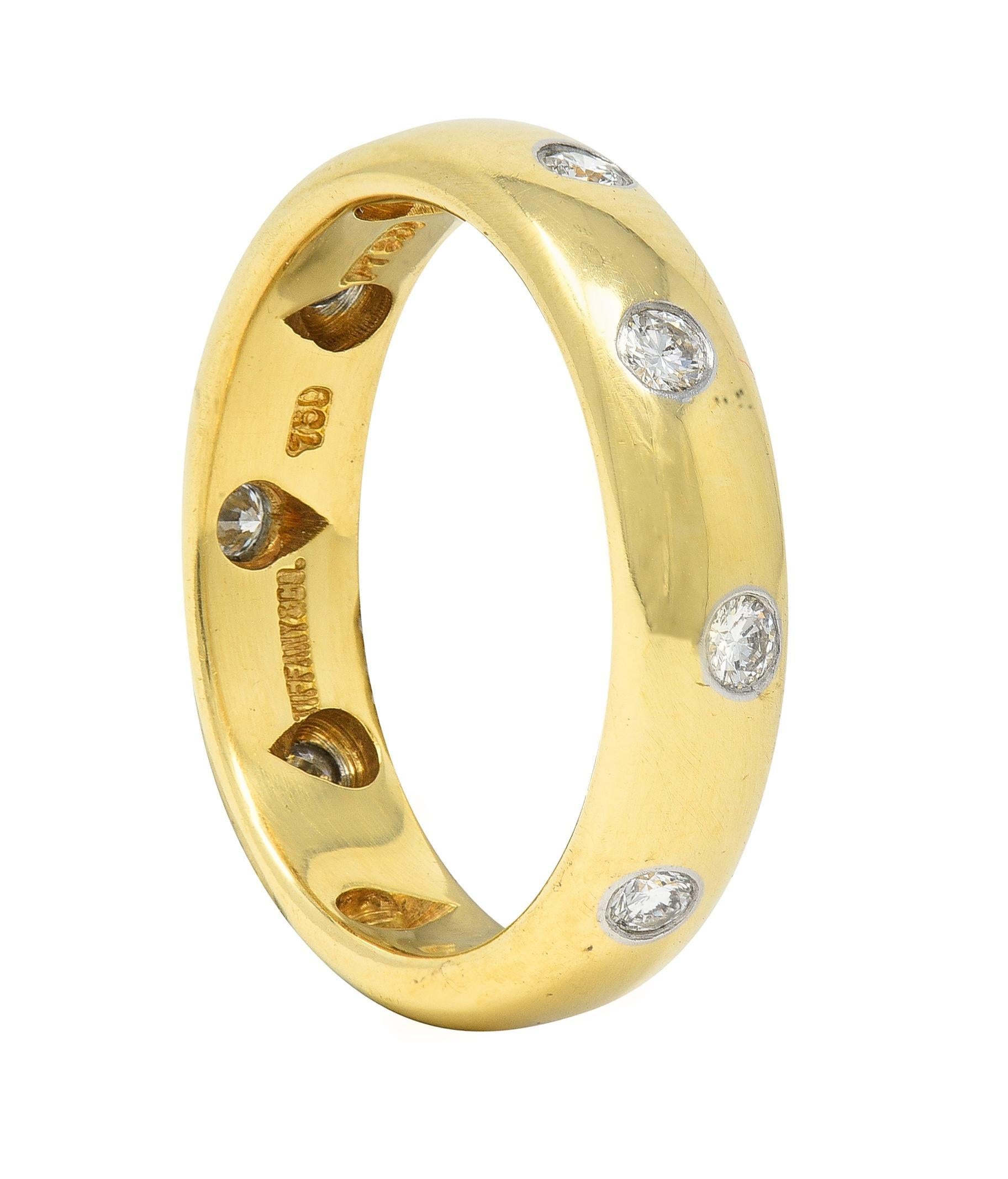 Tiffany & Co. 2000's Diamond Platinum 18 Karat Gold Etoile Band Ring 4