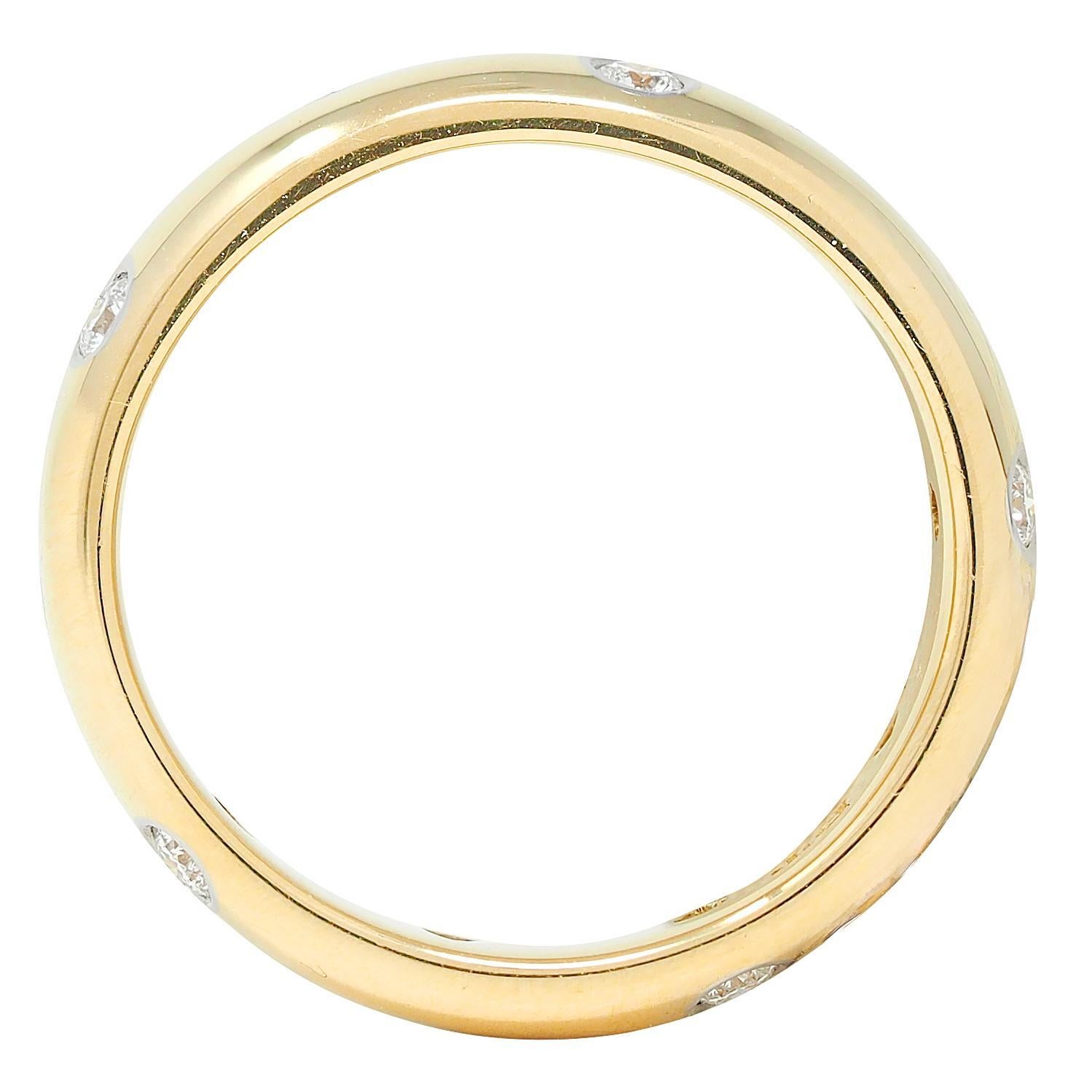 Anillo Tiffany & Co. 2000 de oro amarillo de 18 quilates con banda de diamantes y platino Etoile Moderno en venta