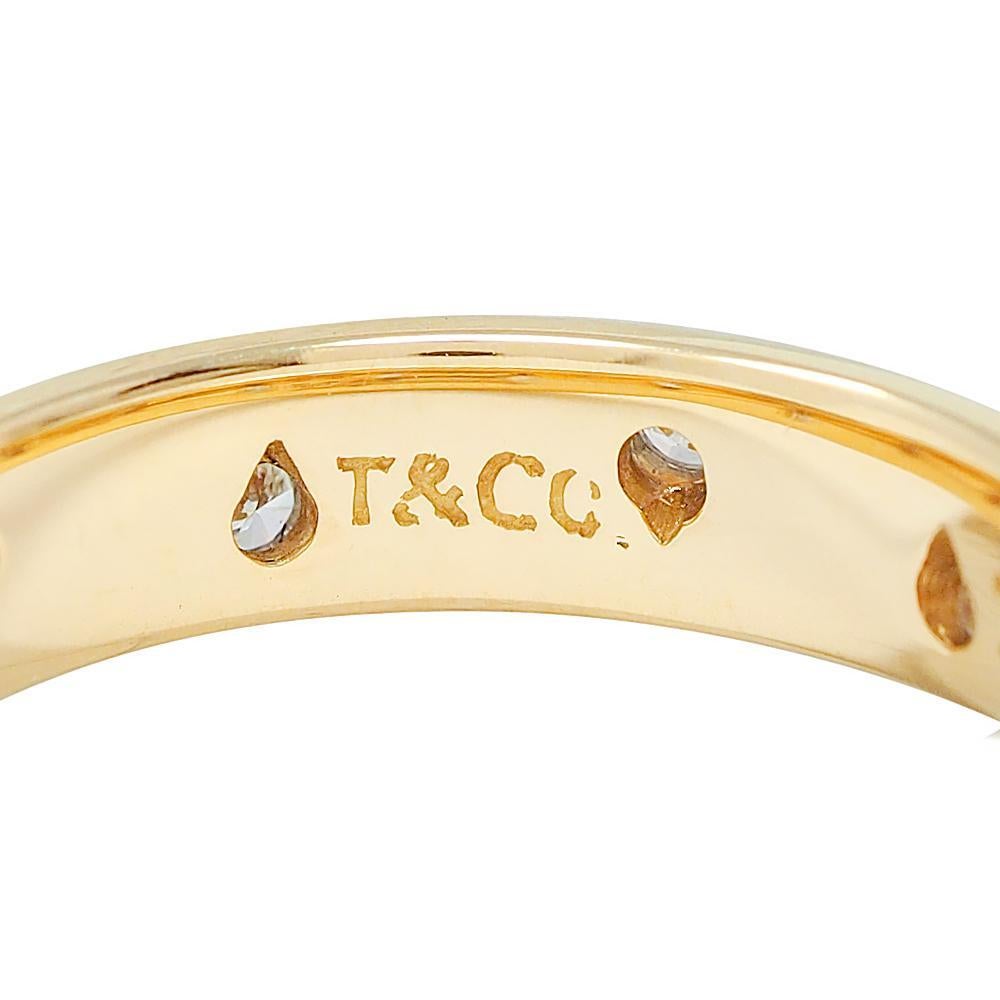 Anillo Tiffany & Co. 2000 de oro amarillo de 18 quilates con banda de diamantes y platino Etoile en venta 3