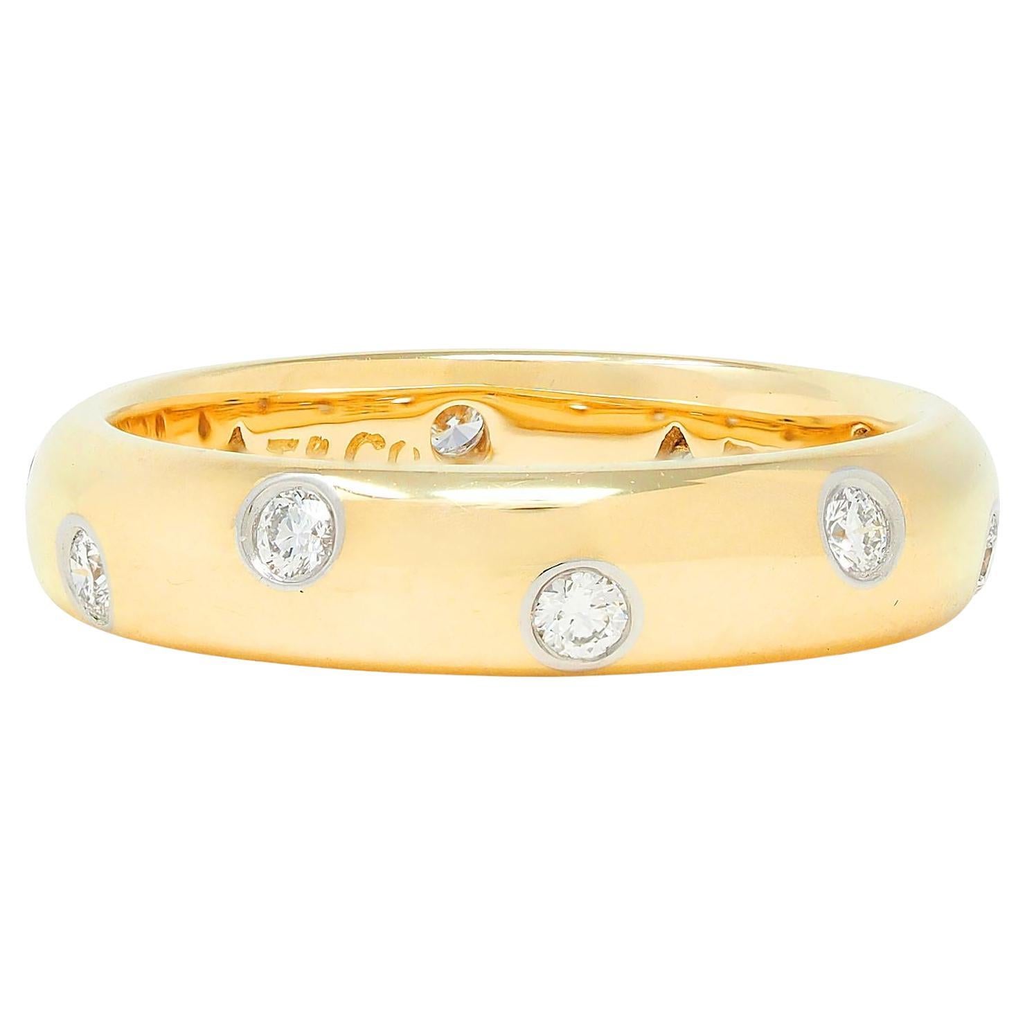 Tiffany 
Co. 2000
s Diamond Platinum 18 Karat Yellow Gold Etoile Band Ring