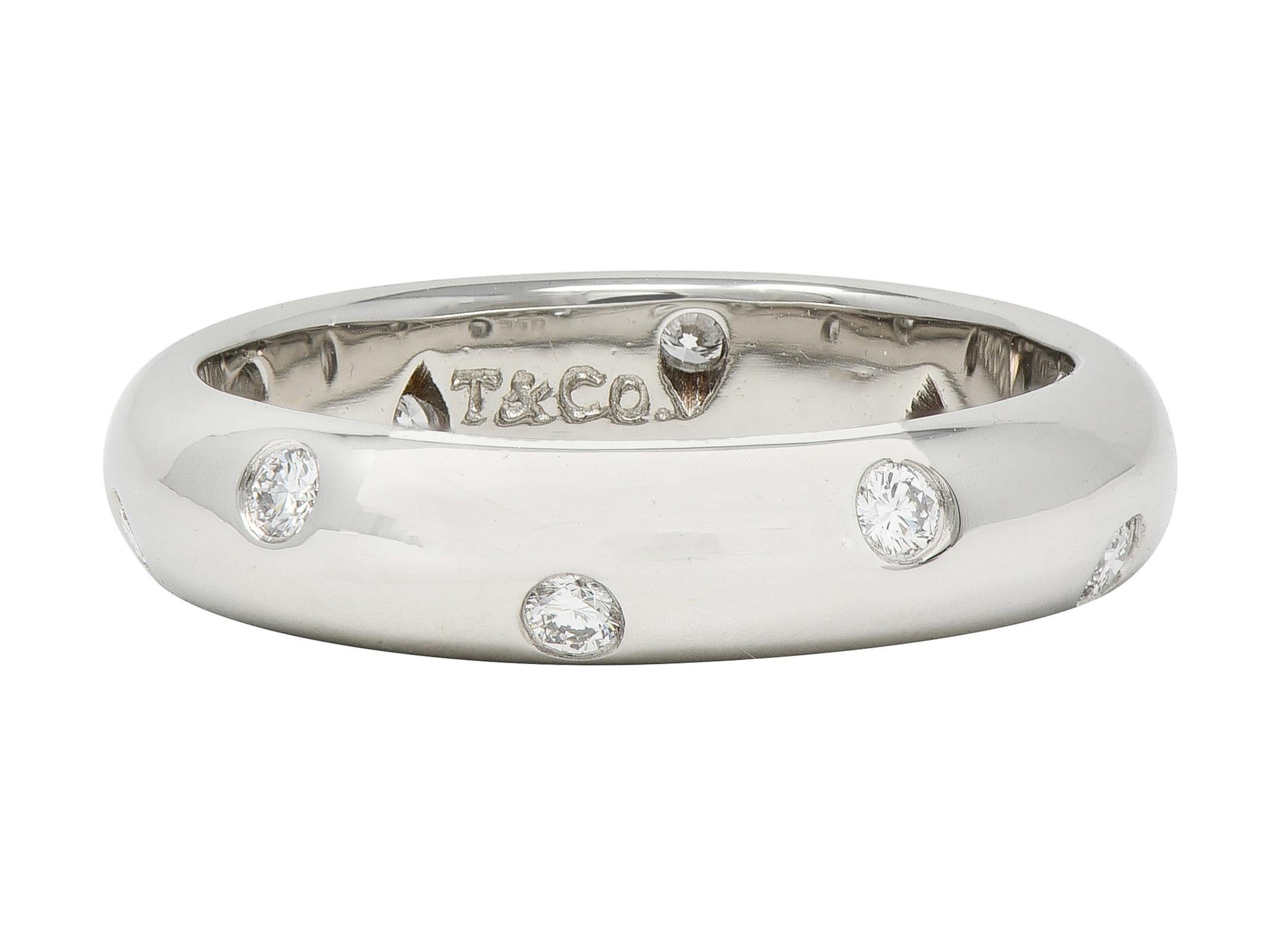 Taille brillant Tiffany & Co. 2000's Diamond Platinum Etoile Band Ring en vente