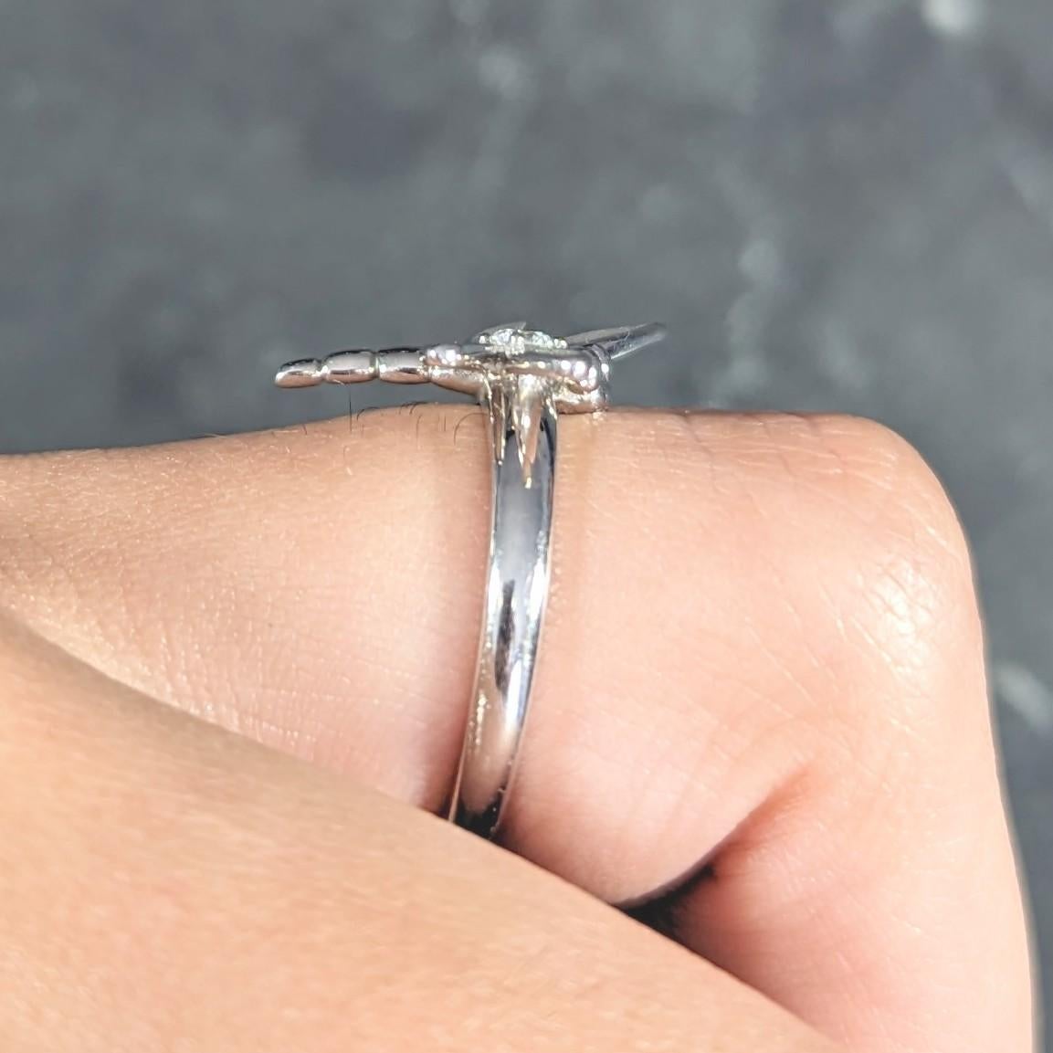 Tiffany & Co. 2000s Diamond White Gold Dragonfly Ring For Sale 2