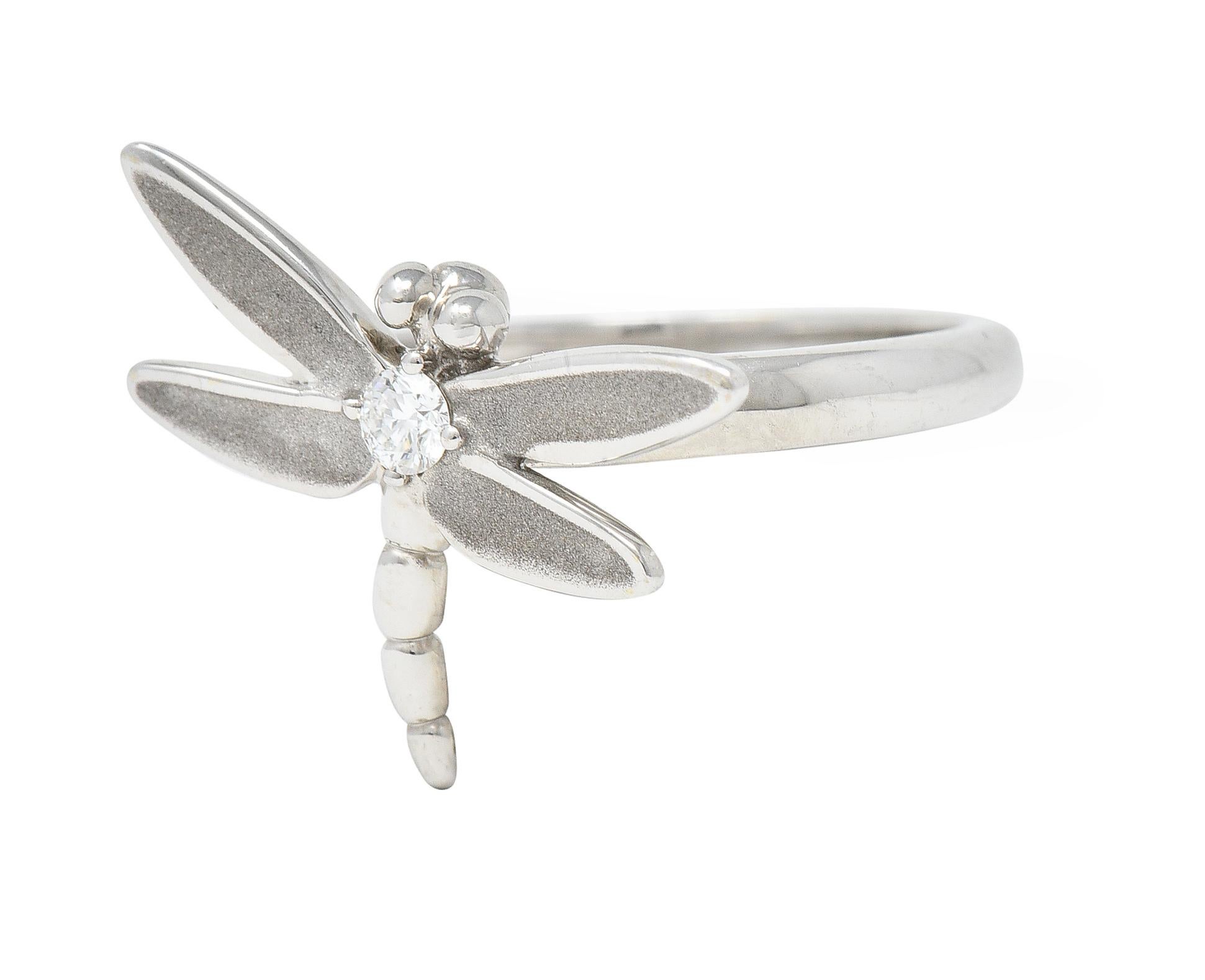 Contemporary Tiffany & Co. 2000s Diamond White Gold Dragonfly Ring For Sale