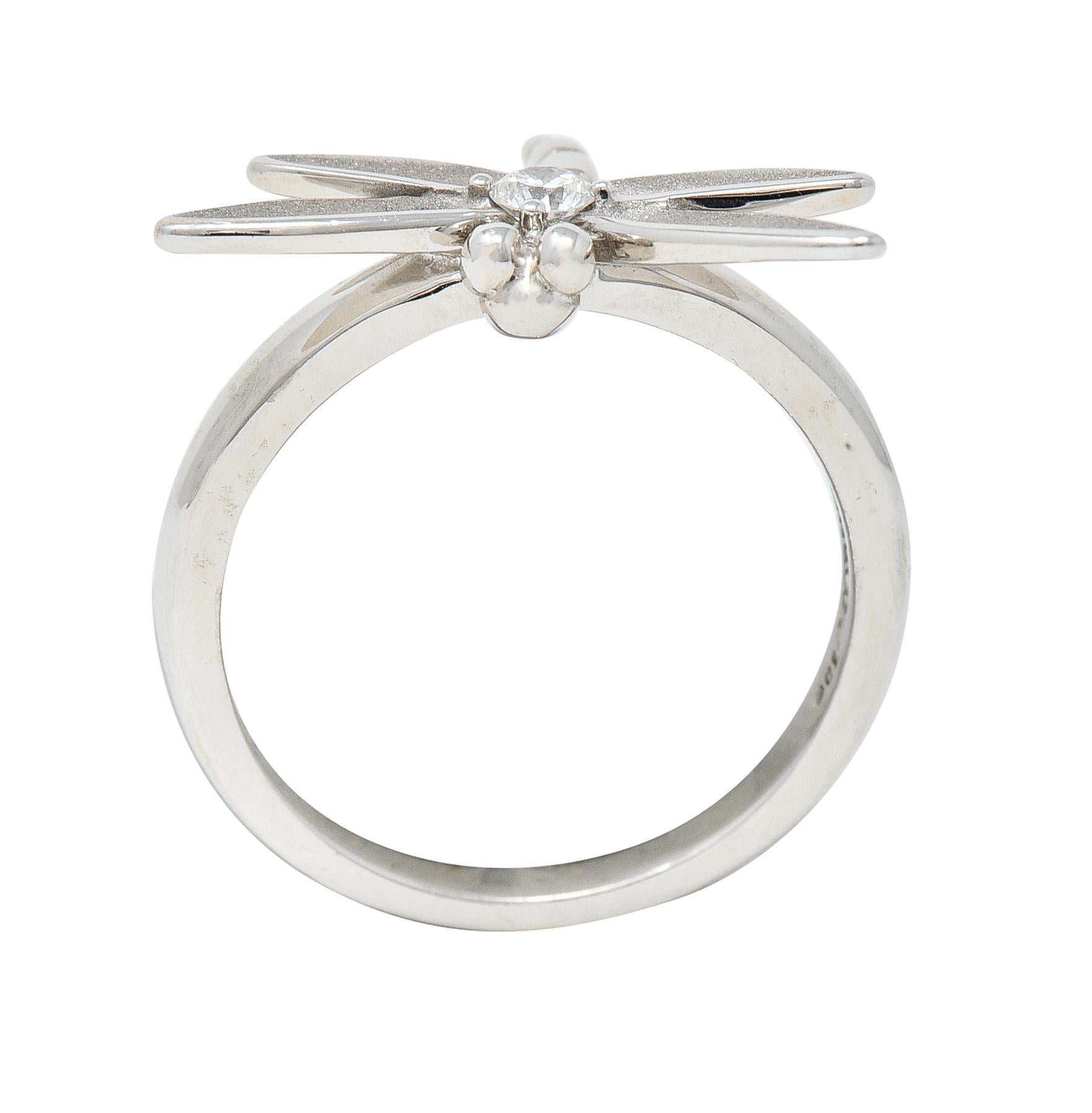 Tiffany & Co. 2000s Diamond White Gold Dragonfly Ring In Excellent Condition For Sale In Philadelphia, PA
