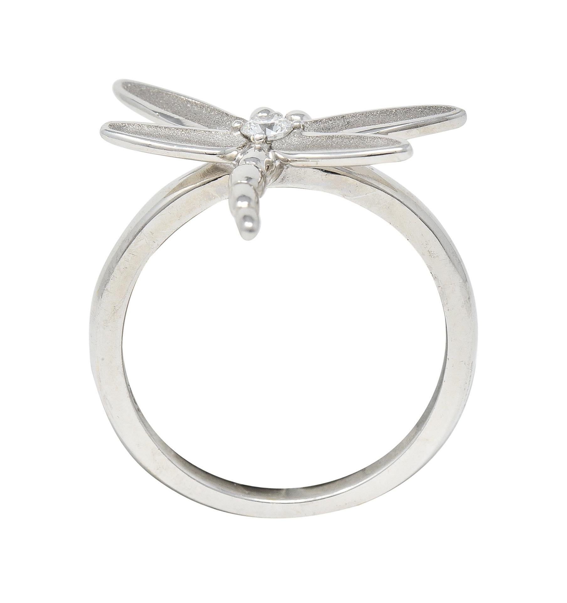 Women's or Men's Tiffany & Co. 2000s Diamond White Gold Dragonfly Ring For Sale