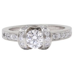 Tiffany & Co. 2000's Round Brilliant Cut Diamond Platinum Ribbon Engagement Ring