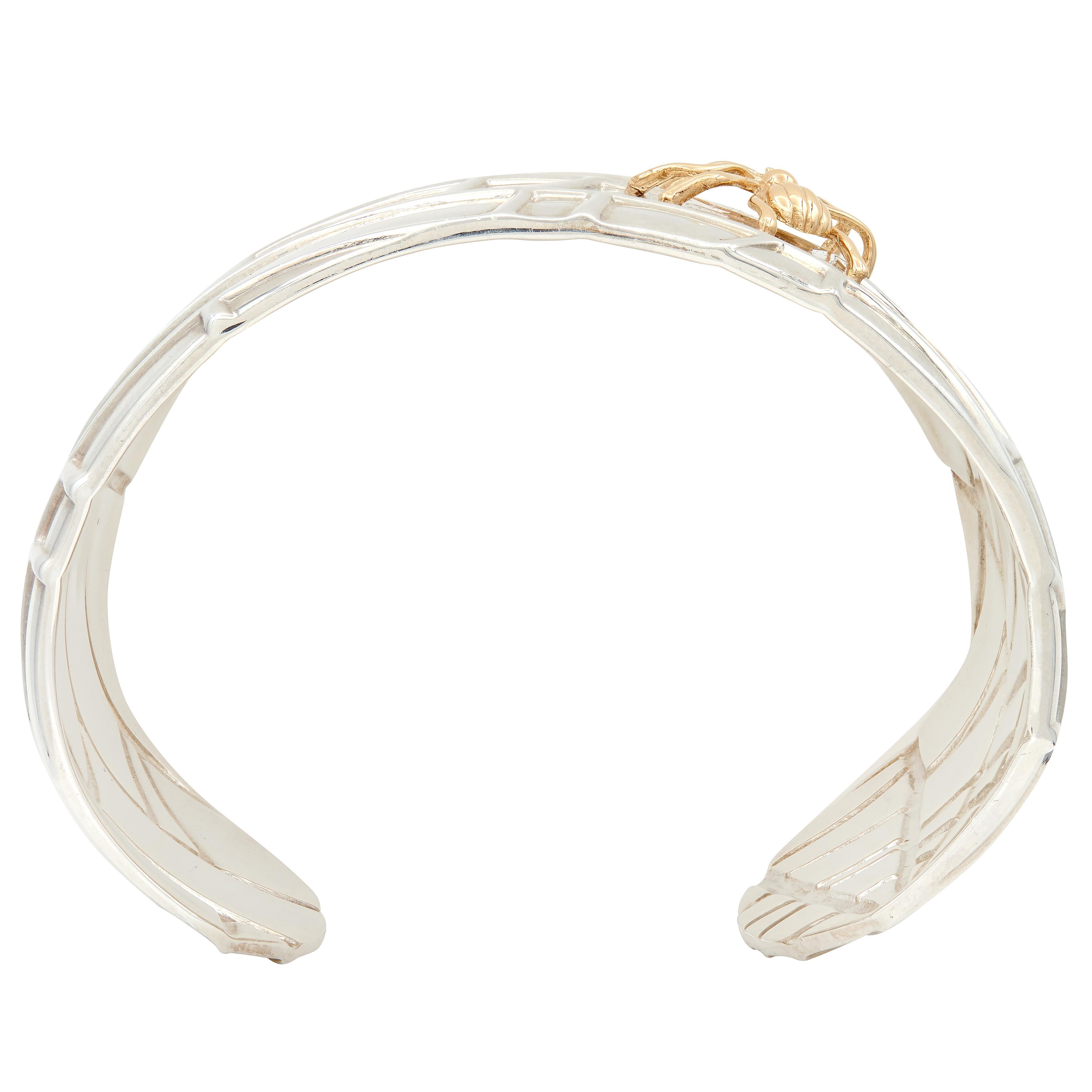 Tiffany & Co. 2001 18 Karat Yellow Gold Sterling Silver Spider Web Cuff Bracelet in vendita 1