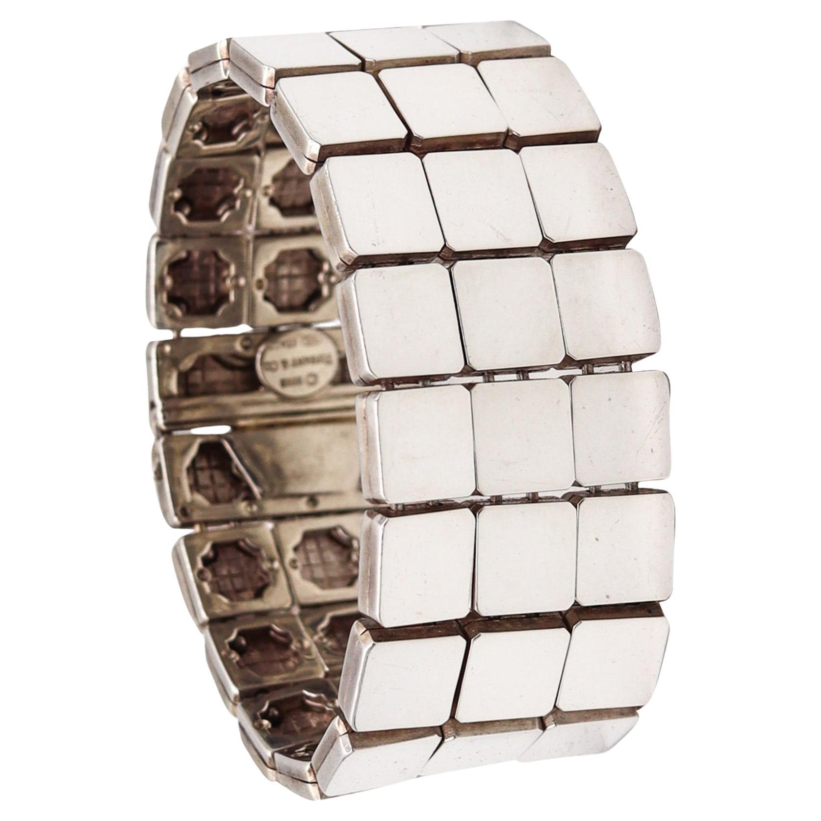 Geometrisches skulpturales Armband aus massivem .925 Sterlingsilber von Tiffany & Co., 2002
