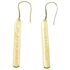 Tiffany & Co. 2003 18 Karat Yellow Gold 1837 Long Bar Dangle Drop Earrings
