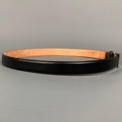 TIFFANY & CO. 2004 Atlas Size 38 Black & Brown Sterling Silver Calf Leather Belt