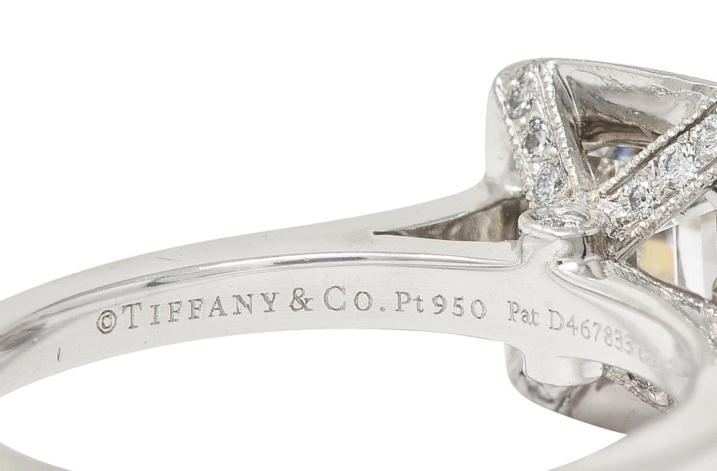 Tiffany & Co 2008 1.41 CTW Cushion Diamond Platinum Legacy Halo Engagement Ring 3