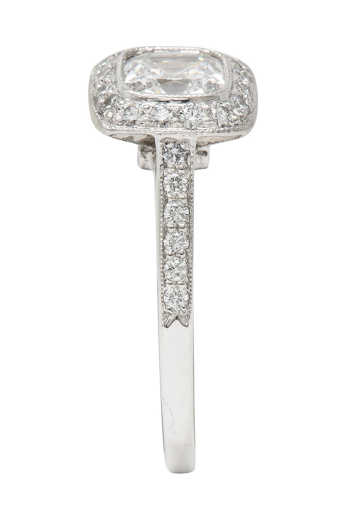 Tiffany & Co 2008 1.41 CTW Cushion Diamond Platinum Legacy Halo Engagement Ring 7