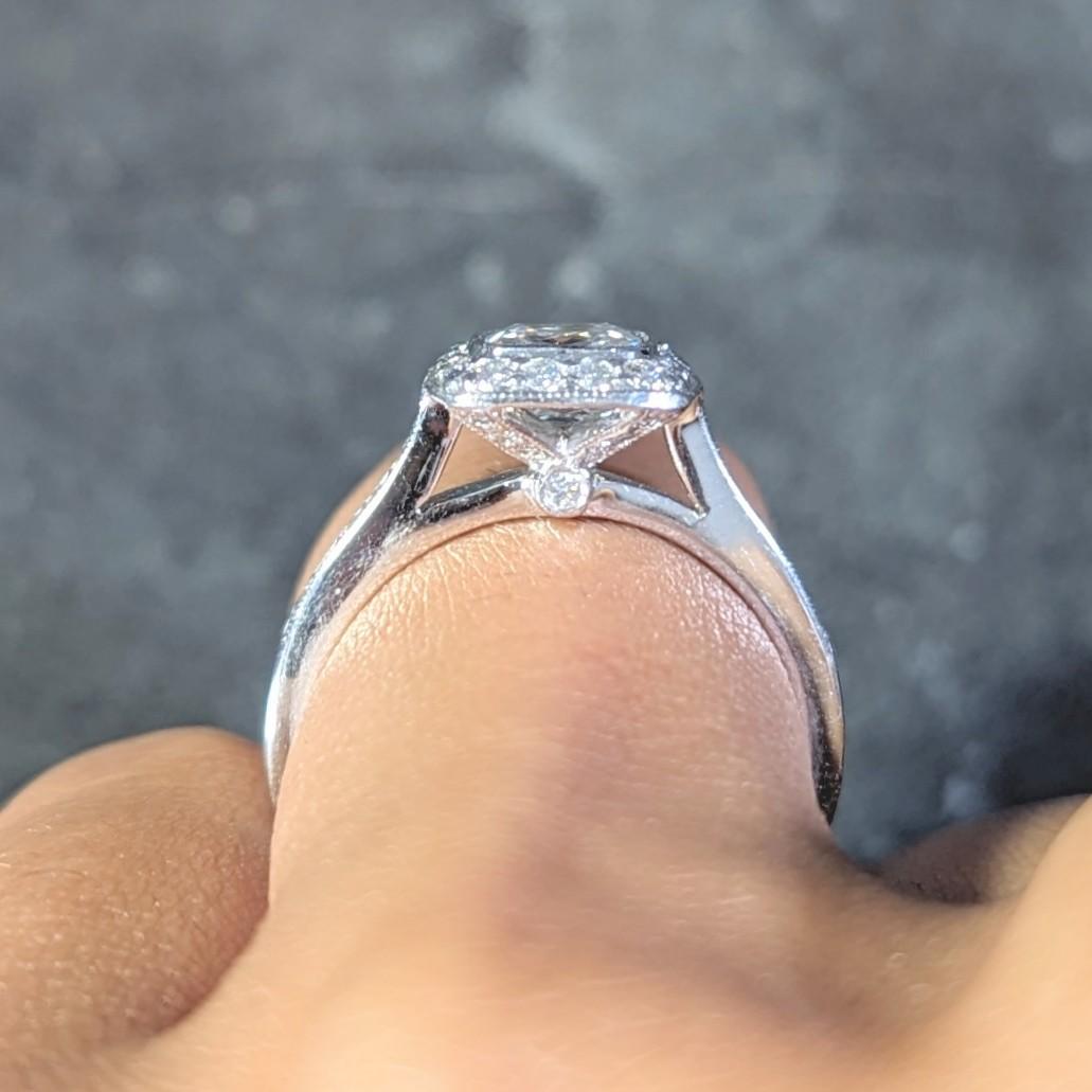 Tiffany & Co 2008 1.41 CTW Cushion Diamond Platinum Legacy Halo Engagement Ring 10