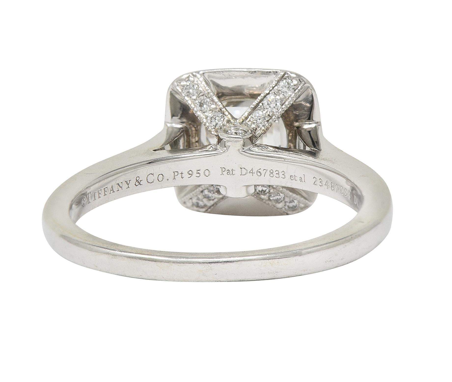 Women's or Men's Tiffany & Co 2008 1.41 CTW Cushion Diamond Platinum Legacy Halo Engagement Ring