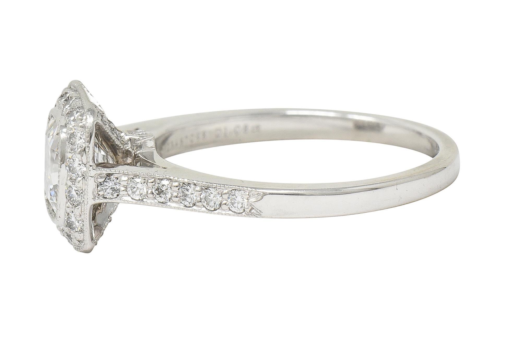 Tiffany & Co 2008 1.41 CTW Cushion Diamond Platinum Legacy Halo Engagement Ring 1