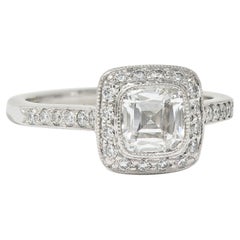 Tiffany & Co 2008 1.41 CTW Cushion Diamond Platinum Legacy Halo Engagement Ring