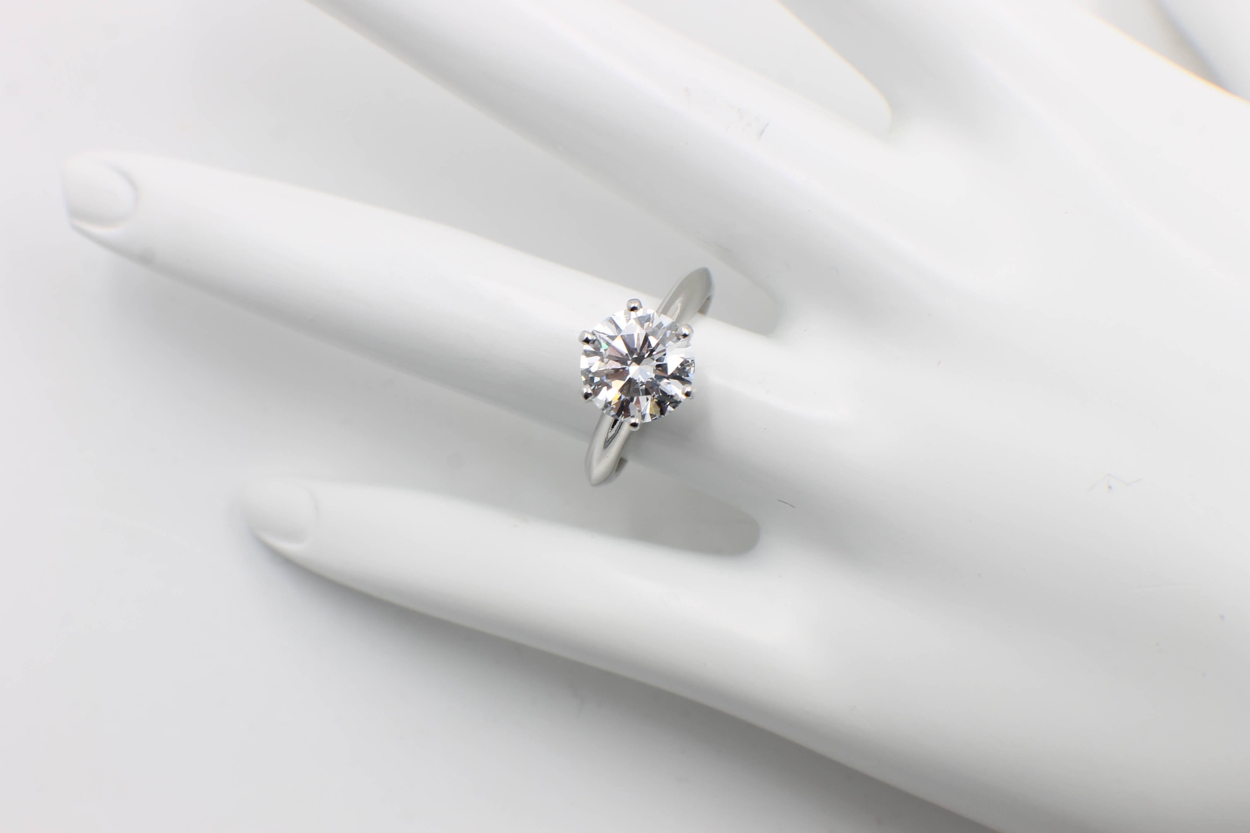 Round Cut Tiffany & Co. 2.01 Carat D VVS1 Platinum Solitaire Diamond Engagement Ring