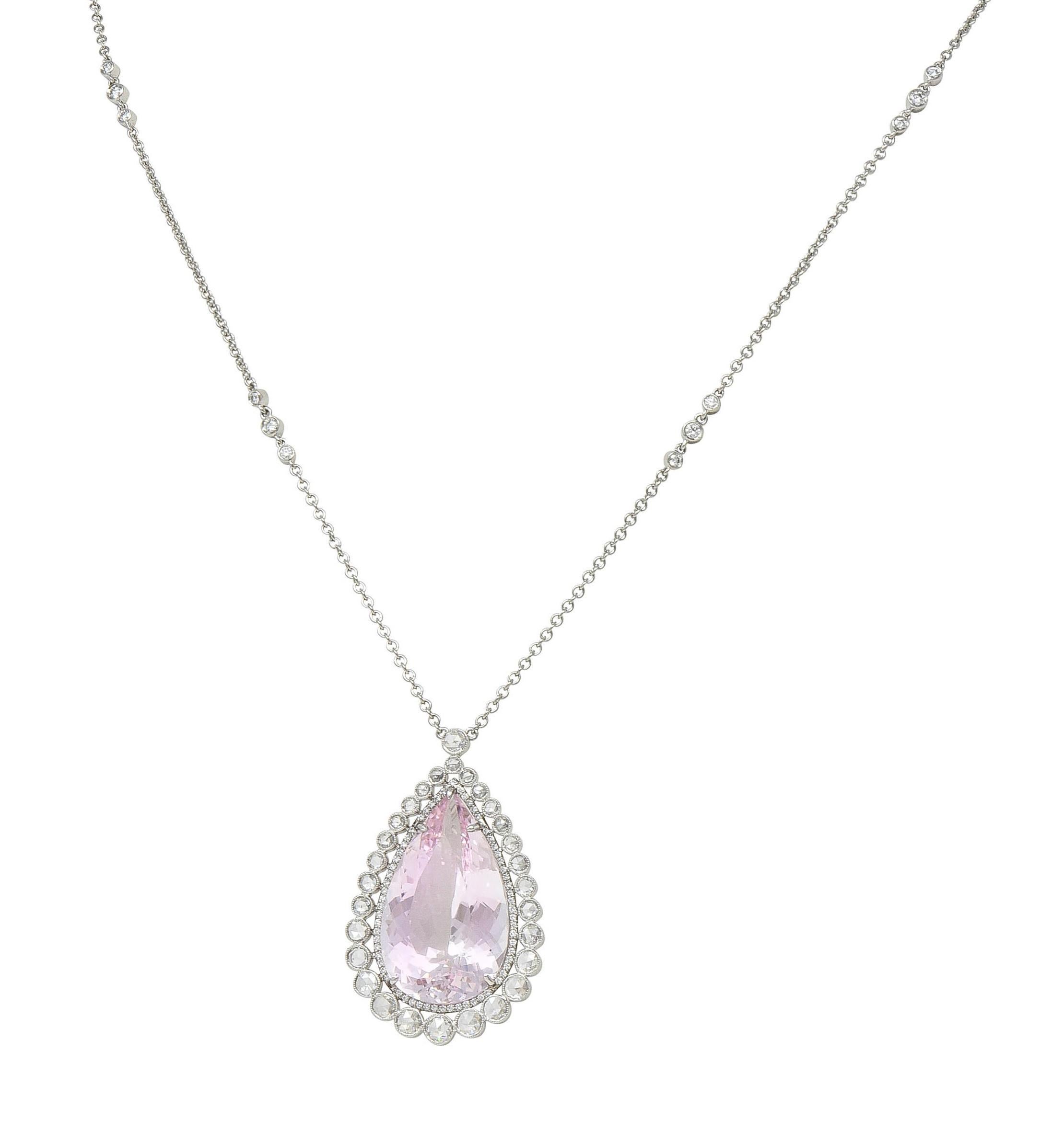 Tiffany & Co. Collana a goccia in platino con diamante Morganite da 27,01 CTW del 2010 in vendita 8