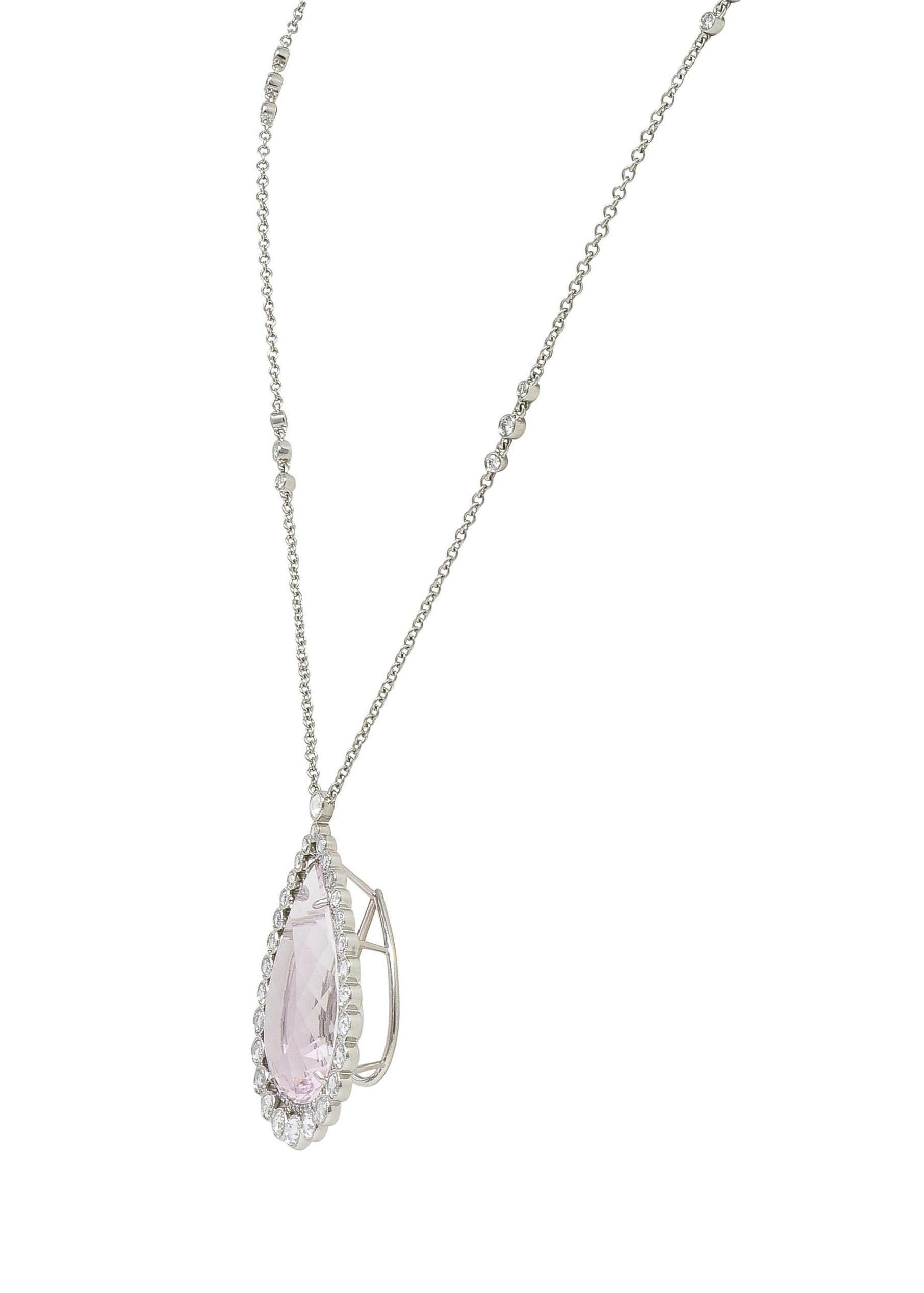 Tiffany & Co. Collana a goccia in platino con diamante Morganite da 27,01 CTW del 2010 In condizioni ottime in vendita a Philadelphia, PA