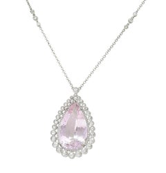 Tiffany & Co. Collana a goccia in platino con diamante Morganite da 27,01 CTW del 2010