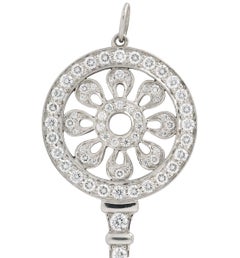 Tiffany & Co. 2010's Diamond Platinum Contemporary Petals Key Pendant