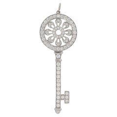 Tiffany & Co. 2010's Diamond Platinum Contemporary Petals Key Pendant