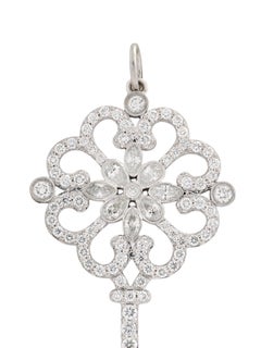Tiffany & Co. 2010s Diamond Platinum Enchanted Primrose Butterfly Key Pendant