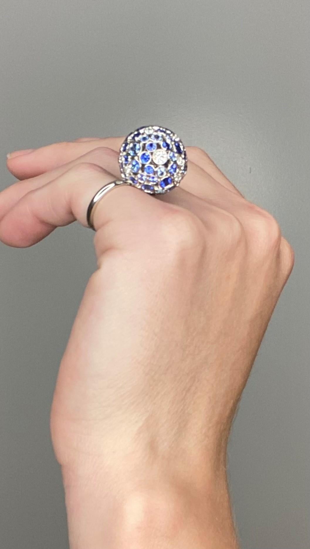 Tiffany & Co. 2016 Rare Prism Orb Ring In Platinum 9.32 Ctw Diamonds & Sapphires 2