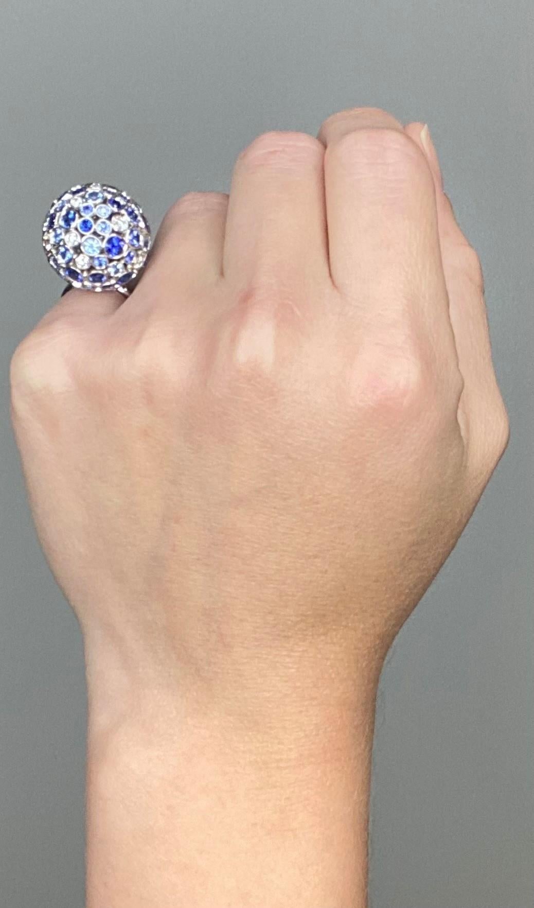 Tiffany & Co. 2016 Rare Prism Orb Ring In Platinum 9.32 Ctw Diamonds & Sapphires 3