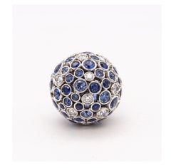 Tiffany & Co. 2016 Rare Prism Orb Ring In Platinum 9.32 Ctw Diamonds & Sapphires