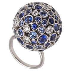Tiffany & Co. 2016 Rare Prism Orb Ring In Platinum 9.32 Ctw Diamonds & Sapphires