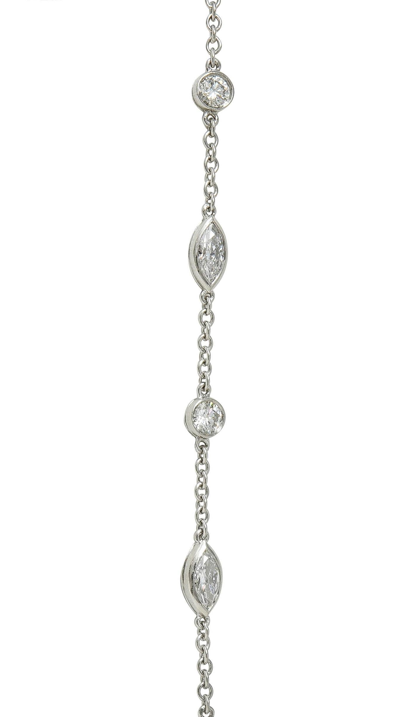 Tiffany & Co. 20.25 CTW Kunzite Diamond Platinum Station Drop Pendant Necklace For Sale 5