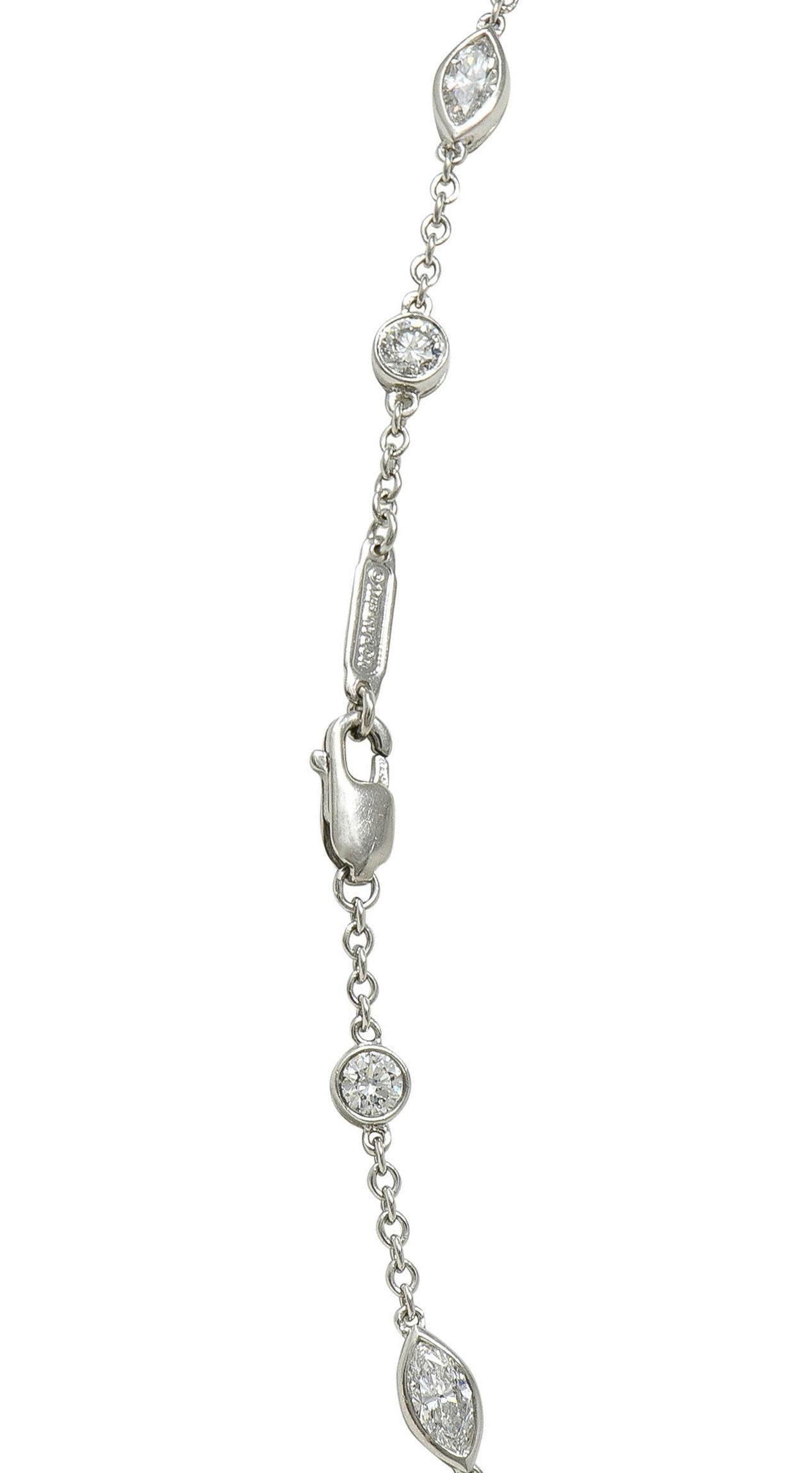 Tiffany & Co. 20.25 CTW Kunzite Diamond Platinum Station Drop Pendant Necklace For Sale 6