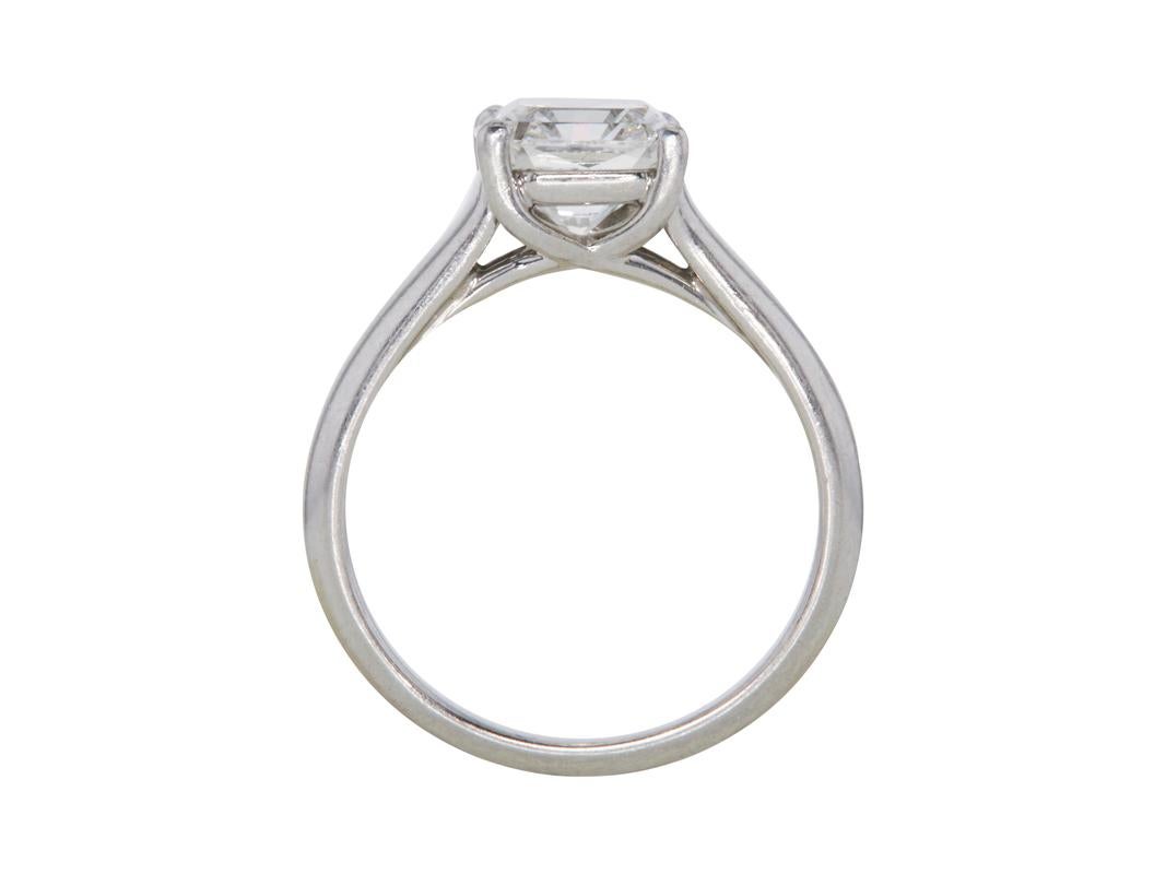 Taille radiant Tiffany & Co, bague de fiançailles en platine avec diamant taille radiant de 2,03 carats F VS1 en vente