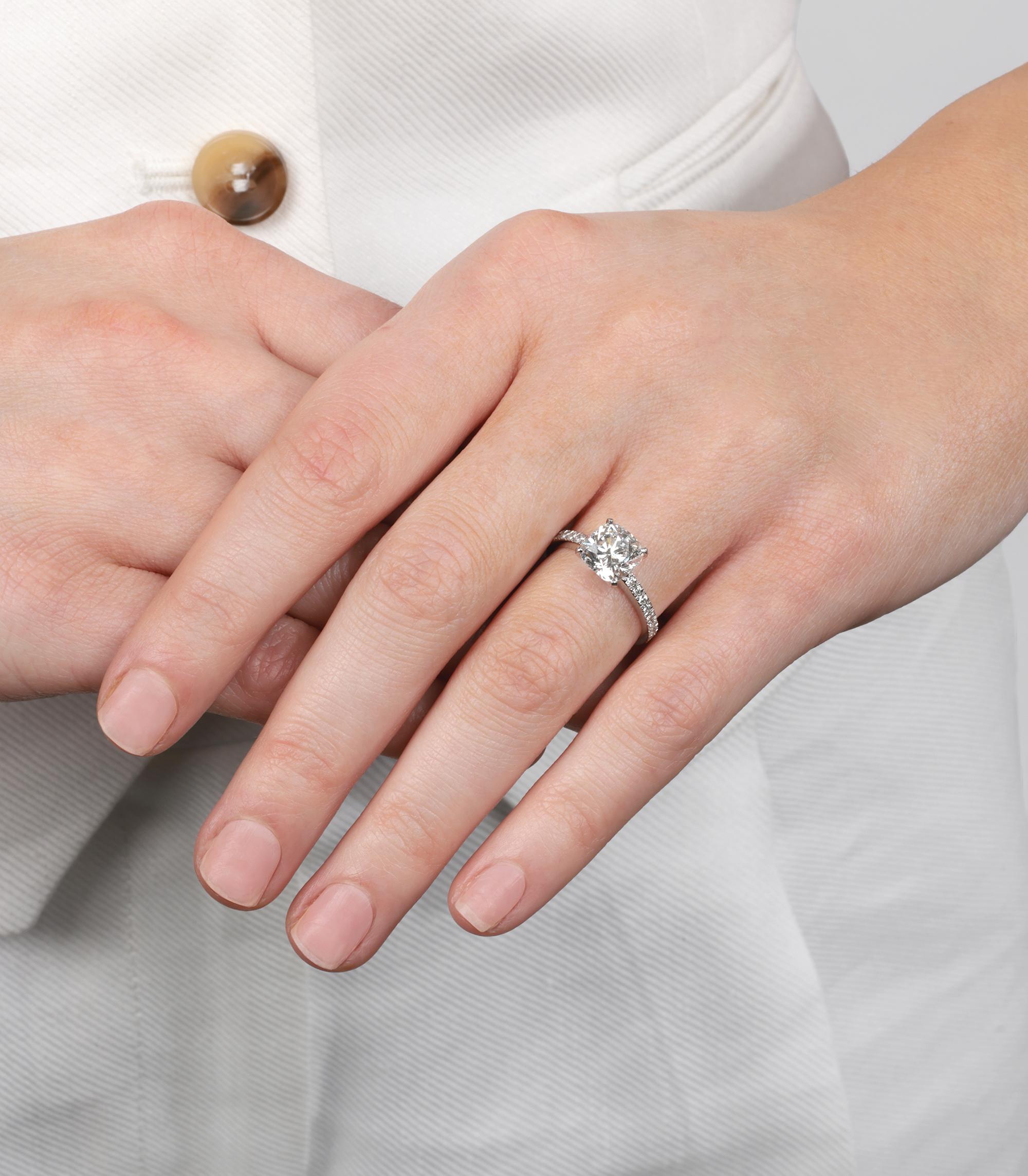 Tiffany & Co. 2.04ct Cushion Cut Diamond Novo Platinum Ring

Product Details
Xupes Ref: COMJ817
Brand: Tiffany & Co.
Model: 2.04ct Diamond Platinum Novo Ring 
Type: Ring
Age: 2009
Accompanied By: Tiffany & Co. Box, Diamond Certificate, Copy of