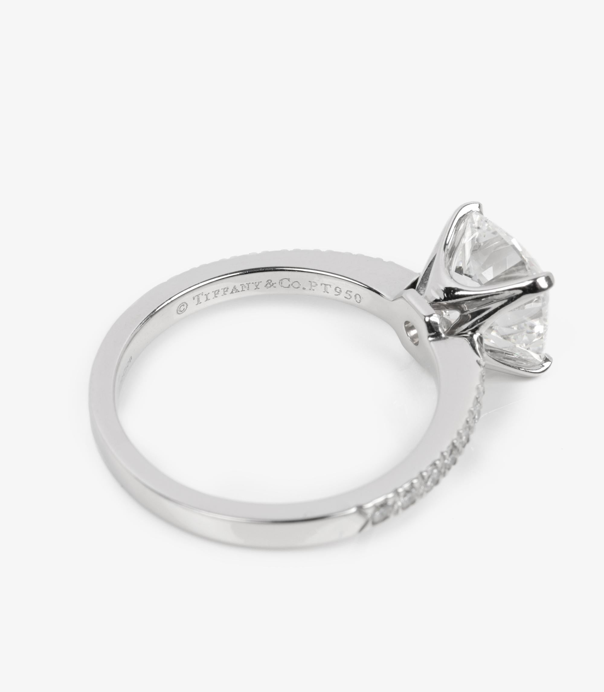 Tiffany & Co. 2.04ct Cushion Cut Diamond Novo Platinum Ring For Sale 1