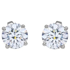 Tiffany & Co. 2.05 Carat Round Brilliant Diamond Stud Earrings H VS1
