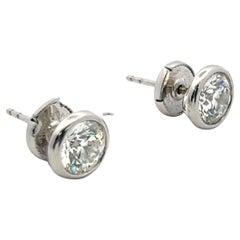 Tiffany & Co 2.05 Carat Round Brilliant G VS1 Diamond Platinum Earrings