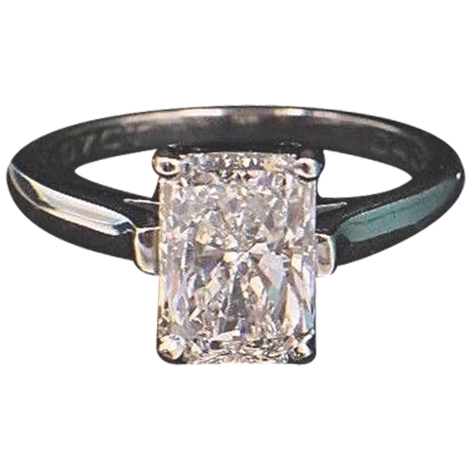 Tiffany & Co. 2.07 Radiant E VS1 Platinum Diamond Engagement Ring