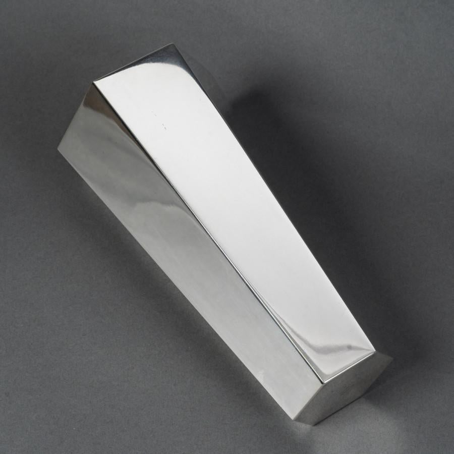 20th Century TIFFANY & Co - 20th Modernist Vase in Solid Silver with Canted Corners For Sale