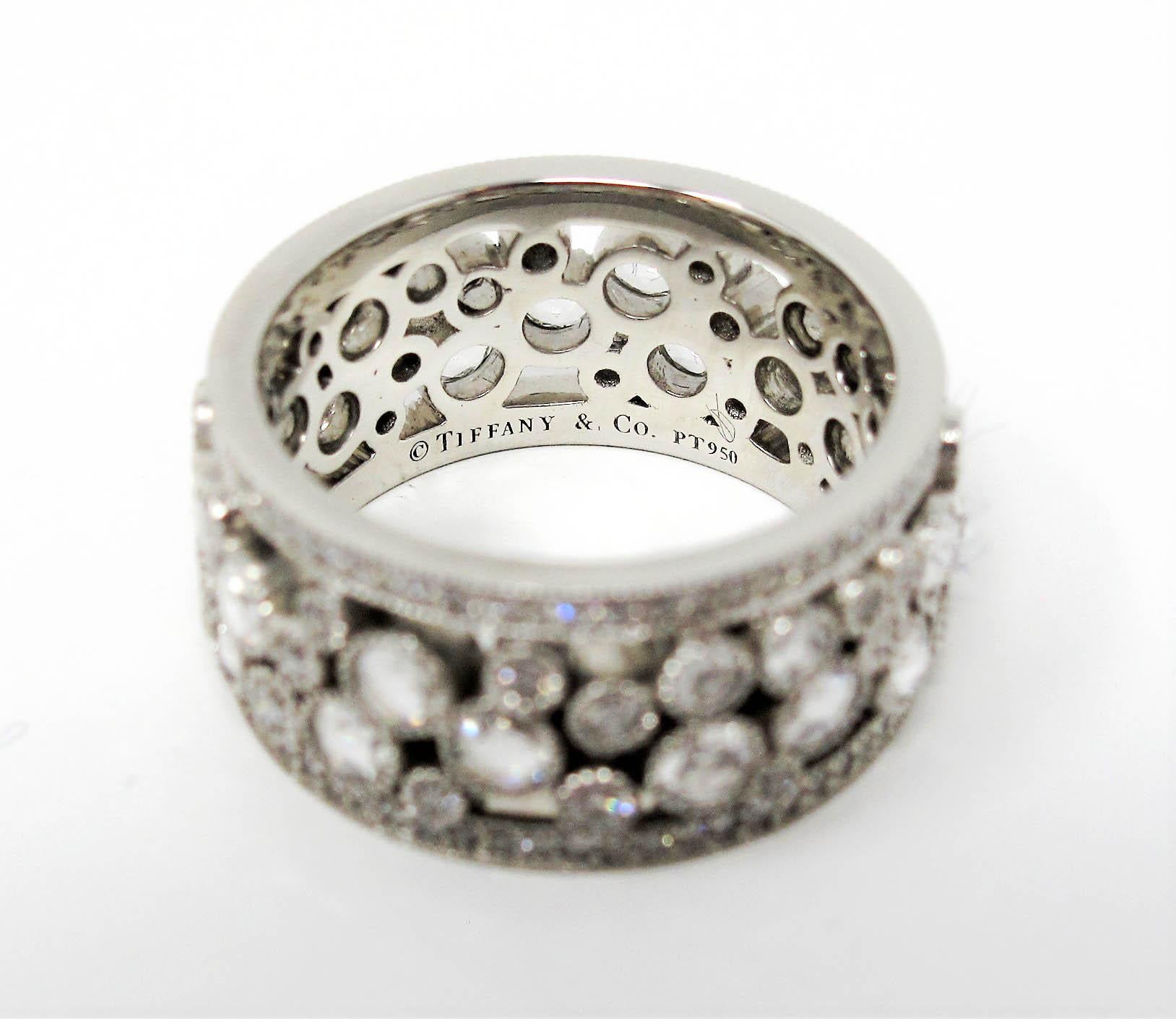 Tiffany & Co. 2.10 Carat Rose-Cut Diamond Cobblestone Platinum Band Ring 2