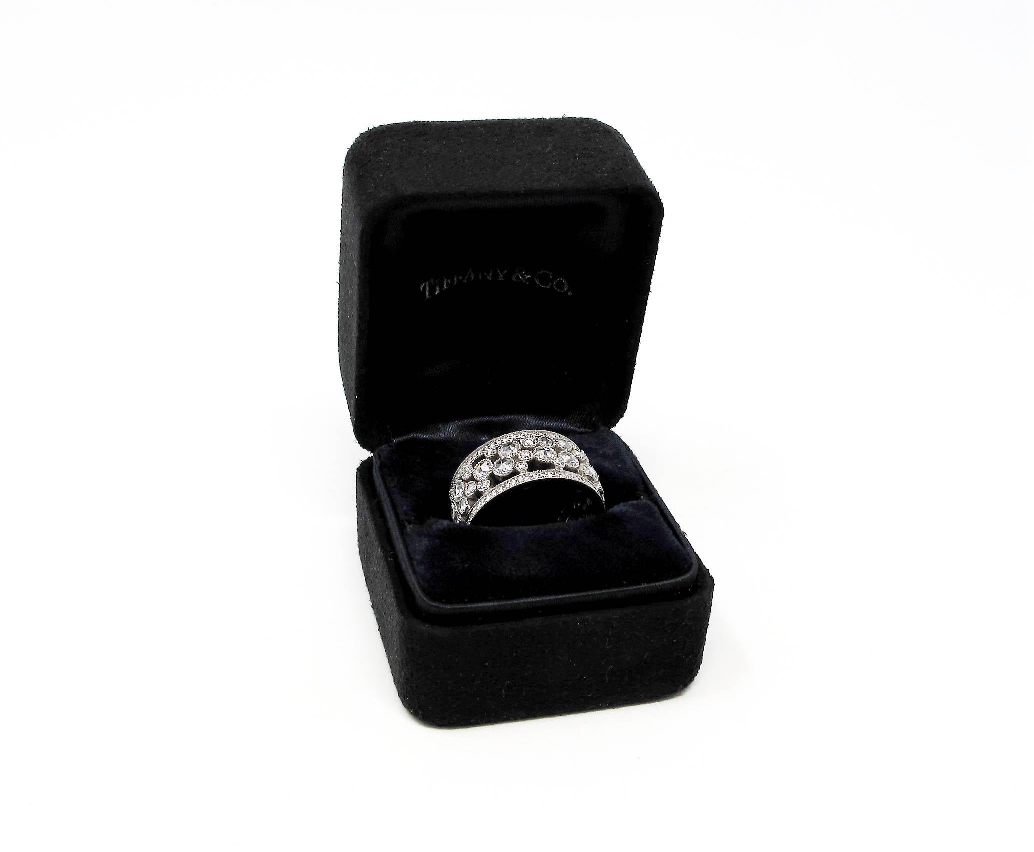 Tiffany & Co. 2.10 Carat Rose-Cut Diamond Cobblestone Platinum Band Ring 3