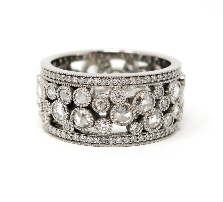 Tiffany Carat Rose-Cut Diamond Cobblestone Platinum Band Ring