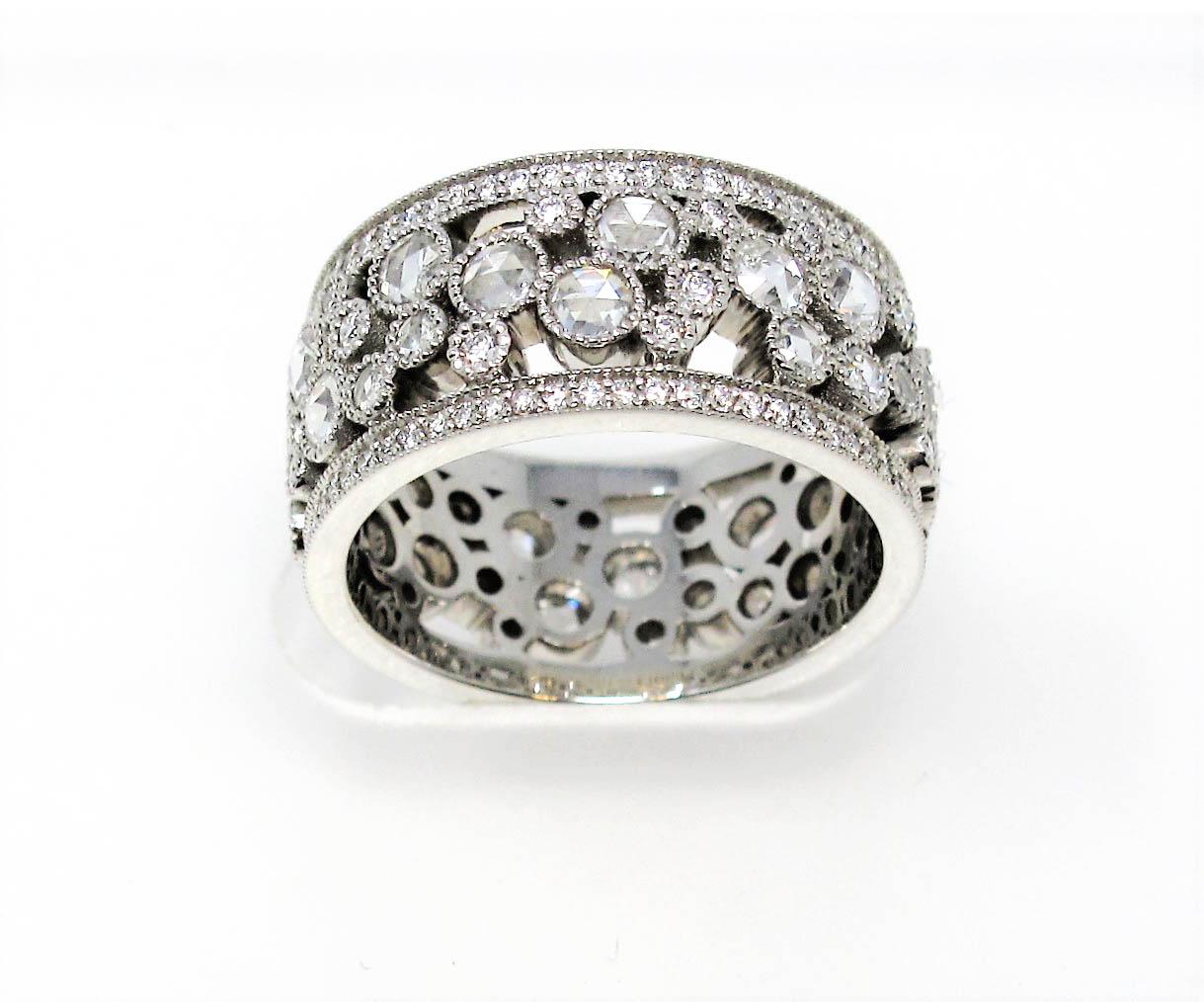 Round Cut Tiffany & Co. 2.10 Carat Rose-Cut Diamond Cobblestone Platinum Band Ring