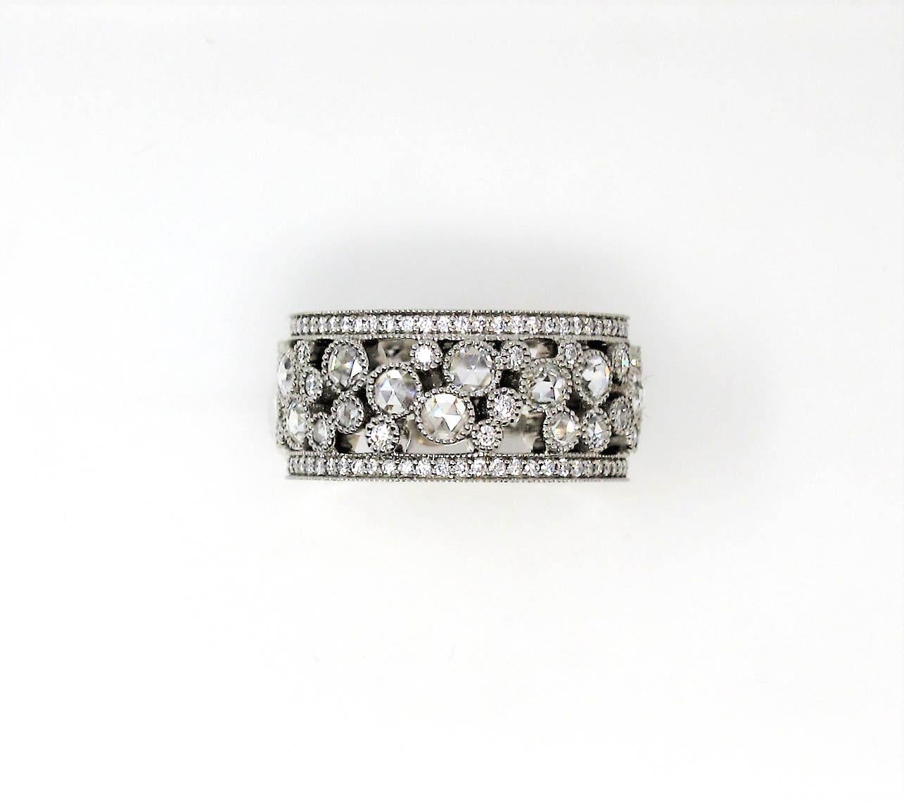 Women's Tiffany & Co. 2.10 Carat Rose-Cut Diamond Cobblestone Platinum Band Ring