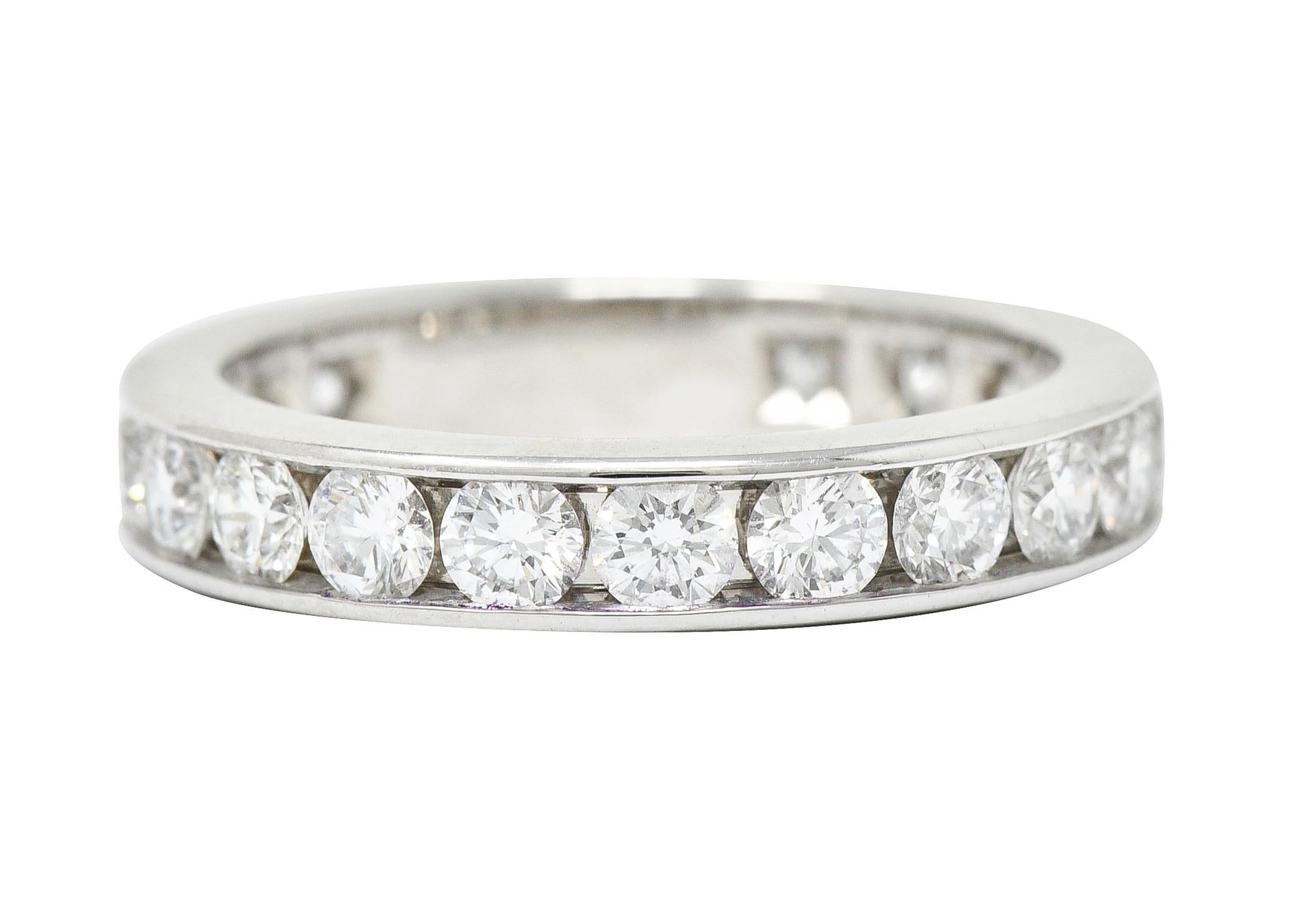 Round Cut Tiffany & Co. 2.10 Carats Diamond Platinum Channel Eternity Band Ring